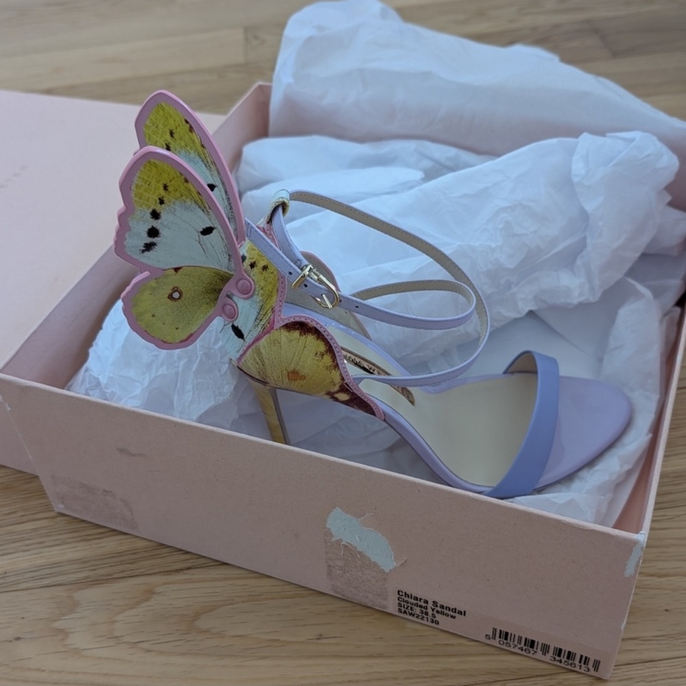 SOPHIA WEBSTER CHIARA BUTTERFLY EMBROIDERED STILETTO SANDALS ~ US 8.5 Like New 🦋 - Picture 10 of 11